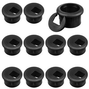 lot 81342 image: 10 Packs Black Desk Grommet, 1 Inch Plastic Desk Cable Wire Grommet Hole Cover Desk Cord Hole Cover for Office PC Desk Cable Cord Organizer (25mm)