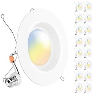 lot 82498 image: Sunco Lighting 16 Pack 5CCT Retrofit LED Recessed Lighting 6 Inch, 2700K3000K3500K4000K5000K Selectable, Dimmable Can Lights, Smooth Trim, 13W75W, 965 LM, Damp Rated - UL Energy Star Listed