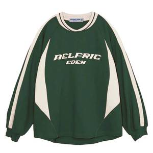 lot 82517 image: Aelfric Eden Oversized Crewneck Sweatshirts for Men Patchwork Vintage Graphic Pullover Loose Fit Streetwear Long Sleeve TopM