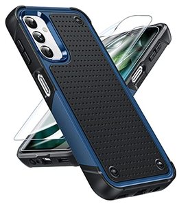 lot 82528 image: LeYi for Galaxy A14 5G Case Cover Samsung A14 Case with 2 Screen Protectors, Dual Layer Protective Hard PC Back & Soft Bumper Resilient Shock Absorb Case for Samsung Galaxy A14 5G, Blue
