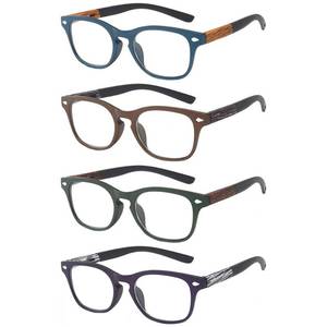 lot 82529 image: Reading Glasses 4 Pack, OWN4B Vintage Fashion Designer Wood Grain Readers Eyeglasses Readingglasses for Women Men Unisex (4 Pack Mix Color, 3.5)