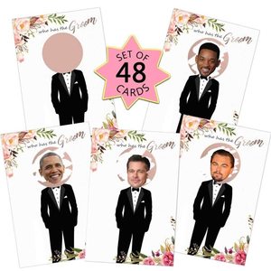 lot 82534 image: MORDUN Floral Bridal Shower Games - Who Has The Groom Scratch Off Celebrity Cards Tickets for 48 Guests - Funny Bachelorette Party Games Ideas - Rose Gold White