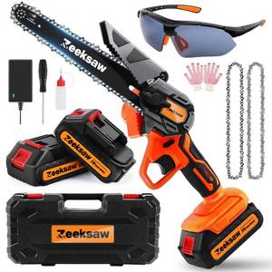 lot 82545 image: ZEEKSAW Mini Chainsaw 6 Inch Cordless, Super Handheld Chainsaw with 2x Big Batteries, Electric Mini Chain saw Battery Powered, Small Hand saws for Tree Wood - Garden Yard Time Saving Tool