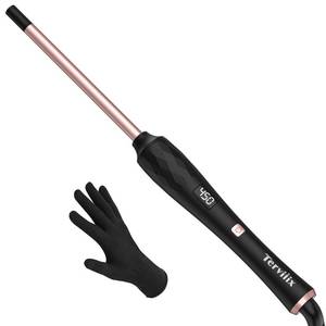 lot 82546 image: Terviiix Small Barrel Curling Iron Wand, 38 Inch Thin Curling Wand Iron for Short & Long Hair, Argan Oil and Keratin Infused Ceramic Curler with Digital Adjustable Temperature & Auto-Off, 9mm, Black
