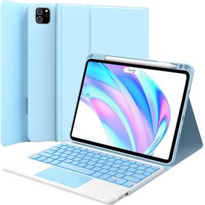 lot 82548 image: GreenLaw iPad Pro 11 inch Case with Keyboard, Stain Resistant Cover, 7-Color Backlit, Smart Touchpad, 2 Device Connection, for iPad Pro 11 (4th3rd2nd1st Gen), Light Blue