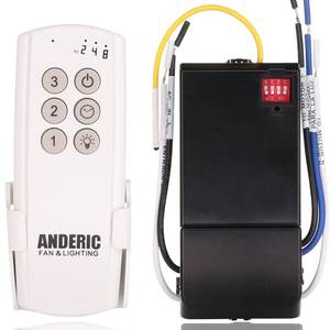lot 82553 image: Anderic Ceiling Fan Remote Control Kit Universal for 3-Speed Fans with Fan Timer and Light Control 3-Speeds, Compact Receiver 63T-AC83T-KIT