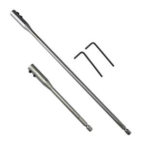 lot 82566 image: 14 Drill Bit Extension Set 6 and 12 High-Carbon Steel Wood Spade Drill Bit Extender with 2 Pieces Key Spade Bit Extension Set for Wood Turners Furniture Carpentry and Construction(4PCS)