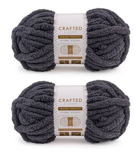 lot 82581 image: Crafted By Catherine Chunky Chenille Yarn - 2 Pack (41 Yards Each Skein), Dark Grey, Gauge 7 Jumbo