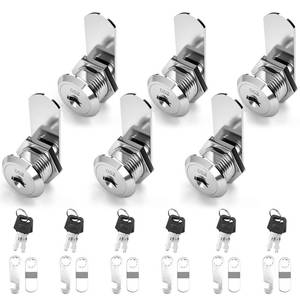 lot 82587 image: goldenwarm 6 Pack Cabinet Cam Locks Keyed Different Security File Locks Mailbox Locks with Keys 58in Cylinder, Fits on 0.55 Panel Thickness, Zinc Alloy with Satin Nickel Finish