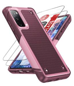 lot 82600 image: LeYi for Samsung Galaxy S20-FE 5G Case S20 FE 5G Phone Case with 2 Pack Screen Protectors, Heavy Duty PC Back & Soft Bumper Cell Phone Case Cover for Samsung S20FE 5GS 20FE, Red Pink