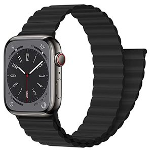 lot 82605 image: Magnetic Closure for Apple Watch Band 44mm 45mm 42mm 40mm 41mm 38mm 49mm 40 44 41 45 mm KidMenWomen,Silicone Sport Loop Bracelet Wristband Strap for iWatch series 9 8 7 6 5 4 3 se Ultra 2-Black