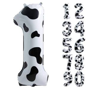 lot 82615 image: Cow Print Balloon Birthday Decorations Supplies,40 inch Number 1 Balloon  Cowgirl Theme Number Balloons for 1st Birthday Party  Farm Barn Decor for kids