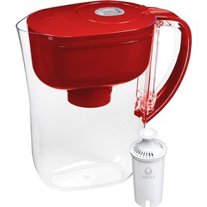lot 82617 image: Brita Metro Water Filter Pitcher with SmartLight Filter Change Indicator, BPA-Free, Replaces 1,800 Plastic Water Bottles a Year, Lasts Two Months, Includes 1 Filter, Small - 6-Cup Capacity, Fiery Red