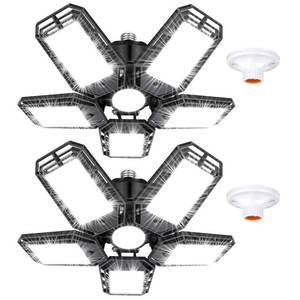lot 82618 image: Luyata LED Garage Lights 2 Pack,Ceiling LED Shop Light 160W 16000LM 6500K Screw in Led Light with 51 Deformable Panels, Bright Led Lighting for Garage Workshop Basement Support E26E27 Socket