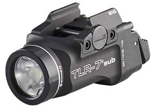 lot 82624 image: Streamlight 69401 TLR-7 Sub 500-Lumen Pistol Light Without Laser Designed Exclusively and Solely for Railed Sig Sauer P365 & P365 XL, Includes Mounting Kit, and Key, Black