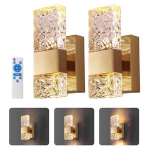 lot 82632 image: HITOO Gold Battery Operated Wall Sconces Set of 2, 10000mAh Wireless Rechargeable Wall Lights, Dimmable LED Wall Lights with Remote Control, Home Decor for Bedroom Living Room Bathroom Hallway
