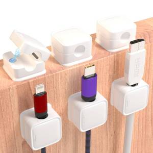 lot 82647 image: 6 Pack Magnetic Cord Organizer, Easy Secure Adhesive Cable Management, Wire Holder Keeper Organizer Management, Hide Or Organize Phone USB Charger Cable for Home,Office,Car,Desk,Nightstand-White