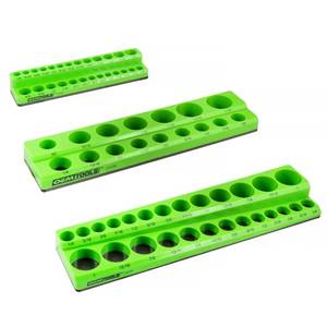 lot 82650 image: OEMTOOLS 22485 3 Piece SAE Magnetic Socket Organizers, Socket Organizers for Toolboxes, Socket Organizer, Magnetic Socket Holder, Green Tool Box Organizer