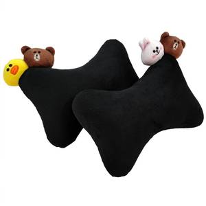 lot 82653 image: Tianmei 2 PCS Cute Doll Car Seat Neck Pillow for Car and SUV, Universal Driving Support Headrest Cushion Fits Most Vehicles (Black LF - 1 Pair)