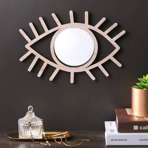lot 82654 image: Wesiti Evil Eye Mirror Eye Shape Wall Decor Wood Boho Artistic Decorative Funky Rattan Mirror Decoration Moon Eye Mirror Handmade Evil Eye Wall Art for Living Room Bedroom