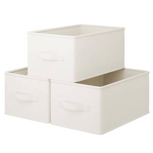 lot 82657 image: LayerSpace 3 Pack Large Fabric Storage Bins for Shelves  14.57x10.23x9.53in Closet Storage Bins  Collapsible Storage Bins for Organization  Linen Clothes Storage Bins  White & Ivory