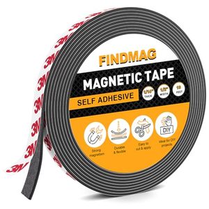 lot 82670 image: FINDMAG Magnetic Tape 10 Feet Flexible Magnetic Strip with Strong 3M Self Adhesive Magnet Tape Roll Perfect for Craft and DIY Projects, whiteboards & Fridge - 116 Thick x 12 Wide, 1 Roll