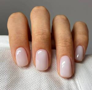 lot 82671 image: Short Square Press on Nails SWEKKE Fake Nails Solid Color Milk White Pink Full Cover False Nails with Designs Glossy False Nails with Nail Glue Artificial Acrylic Nails for Women Girls 24 Pcs
