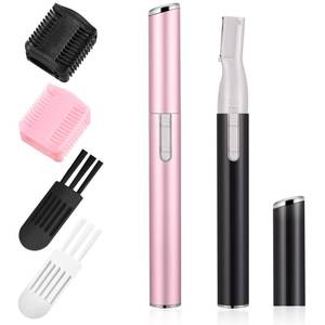 lot 82675 image: 2 Pcs Electric Eyebrow Trimmer Women Precision Face Razors Mini Shaver Battery Operated Small Facial Hair Remover with Comb Personal Epilator for Face Neck Fuzz Lips Body Arms Leg (Pink, Black)