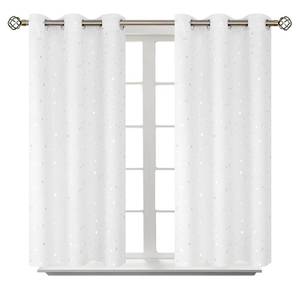 lot 82677 image: BGment Kids Blackout Curtains for Bedroom - Grommet Thermal Insulated Silver Star Print Room Darkening Curtains for Living Room, Set of 2 Panels (42 x 45 Inch, White)