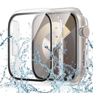 lot 82681 image: Goton Waterproof Case for Apple Watch 44mm SE (2nd Gen) Series 6 5 4 with Tempered Glass Screen Protector, iWatch Full Protective Hard PC Bumper Case Face Cover for Men Women 44 mm Clear