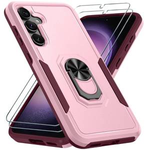 lot 82686 image: Janmitta for Samsung Galaxy S24 Plus Case with Screen Protector2 Pack,Heavy Duty Shockproof Full Body Protective Cover Built in Rotatable Metal Ring Holder Kickstand,2024 Cute Pink