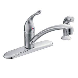lot 82692 image: Moen Chateau Chrome Single Handle 4-Hole Kitchen Faucet with Protege Side Spray, 67430