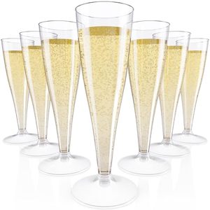 lot 82698 image: JOLLY CHEF 100 Pack Plastic Champagne Flutes Disposable 4.5 oz Clear Plastic Champagne Glasses Perfect for Wedding, Thanksgiving Day, Christmas