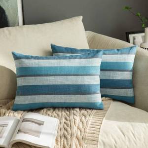 lot 82699 image: MIULEE Pack of 2 Decorative Classic Retro Stripe Throw Pillow Covers Linen Modern Farmhouse Pillow Case Coffee Cushion Case for Sofa Bedroom Car 18 x 18 Inch 45 x 45 cm