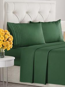 lot 82709 image: Queen Size 4 Piece Sheet Set - Comfy Breathable & Cooling Sheets - Hotel Luxury Bed Sheets for Women & Men - Deep Pockets, Easy-Fit, Soft & Wrinkle Free Sheets - Emerald Green Oeko-Tex Bed Sheet Set