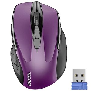 lot 82721 image: TECKNET Wireless Mouse, 2.4G Ergonomic Optical Mouse, Computer Mouse for USB-A Laptop, PC, Computer, Chromebook, Notebook, 6 Buttons, 24 Months Battery Life - Purple