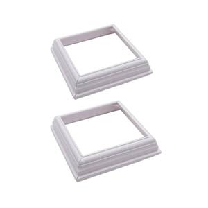 lot 82733 image: 2 Pack 4 Inch Vinyl Post SkirtEngland Style Vinyl Fence Post Cups WhiteTwo-Piece Base Trim Skirt for Vinyl PostPVC Post Sleeve