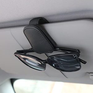 lot 82740 image: KIWEN Sunglasses Holders for Car Sun Visor, Magnetic Leather Glasses Eyeglass Hanger Clip for Car, Ticket Card Clip Eyeglasses Mount, Car Visor Accessories Gadgets(Black)