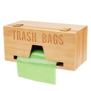 lot 82748 image: Trash Bag Dispenser, Garbage Bag Roll Holder for Kitchen,Cabinet and So on, Bamboo Trash Bag Holder Organizer Under Sink Trash Bag Rolls, Wall Mounted or on Countertop - Standard