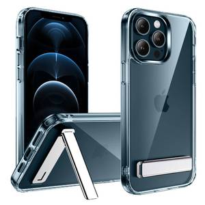 lot 82763 image: CEDO Kickstand Case for iPhone 12  iPhone 12 Pro, 3-Way Mode Built-in Metal Stand Phone Case, Mil-Grade Shockproof Transparent & Slim Fit, Designed for iPhone 12  iPhone 12 Pro, Crystal Clear