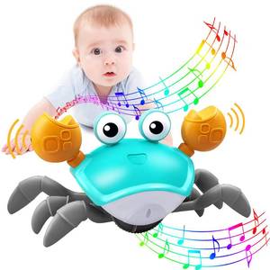 lot 82771 image: Plnmlls Crawling Crab Baby Toy,Tummy Time Baby Toys with Music and LED Light Will Automatically Avoid Obstacles,Build in Rechargeable Battery for Toddler Interactive Development Toy