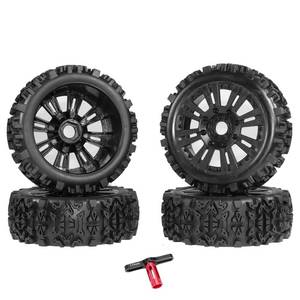 lot 82772 image: RCMOXETO 18 Scale Buggy RC Wheels Tires 17mm Hex RC Wheels and Tires for Arrma Typhon 3s 6s Talion Senton Tires Wheels Losi 8IGHT Tires Wheels HPI, Preglued with 17mm RC Wrench