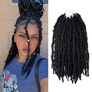 lot 82774 image: Osuntress Handmade Butterfly Locs Crochet Hair 12 Inch 7 Packs Short Light Weight Distressed Butterfly Faux Locs 1B(Natural Black)