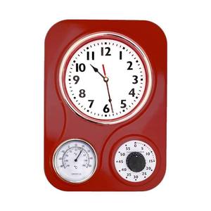 lot 82789 image: Lilys Home Retro Kitchen Clock with Temperature and Timer (Retro Red)