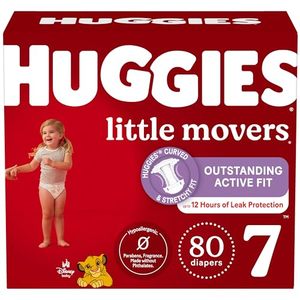 lot 82791 image: Huggies Size 7 Diapers, Little Movers Baby Diapers, Size 7 (41 lbs), 80 Count (2 packs of 40), Packaging May Vary