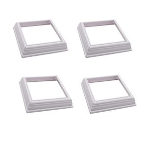 lot 82799 image: 4 Pack 4 Inch Vinyl Post SkirtEngland Style Vinyl Fence Post Cups WhiteTwo-Piece Base Trim Skirt for Vinyl PostPVC Post Sleeve