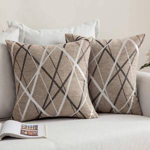 lot 82804 image: MIULEE Pack of 2 Decorative Throw Pillow Covers Woven Textured Chenille Cozy Modern Concise Soft Light Tan Square Cushion Shams for Bedroom Sofa Car 16 x 16 Inch