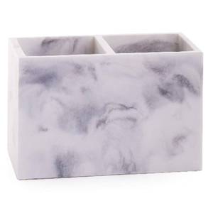 lot 82822 image: BINO  Multi-Purpose 2 Compartment Organizer - Elegant Makeup Brush & Toothbrush Holder for Bathroom and Vanity  Marble Stylish Accessories for Organization