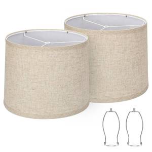 lot 82823 image: Lampshades Set of 2, Drum Lampshades 11.6 Top x 12.6 Bottom x 9.8 High, Seaside village Medium Lampshades (Spider Fitter), Beige Lampshades Natural Linen Hand Crafted, Easy Assembly Required
