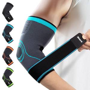 lot 82828 image: Rakiie Elbow Compression Sleeve 2 Pack, Elbow Brace for Tendonitis and Tennis Elbow, Pain Relief Elbow Brace for Men & Women, Elbow Sleeve Reduce Joint Pain for Tennis, Golfer, Weightlifting Blue (M)